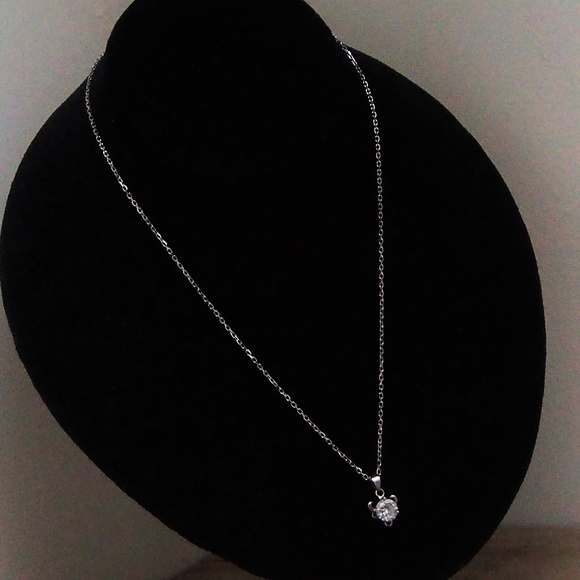SterlingSilver Chain CZ Sterling PendantNecklace - Picture 4 of 4